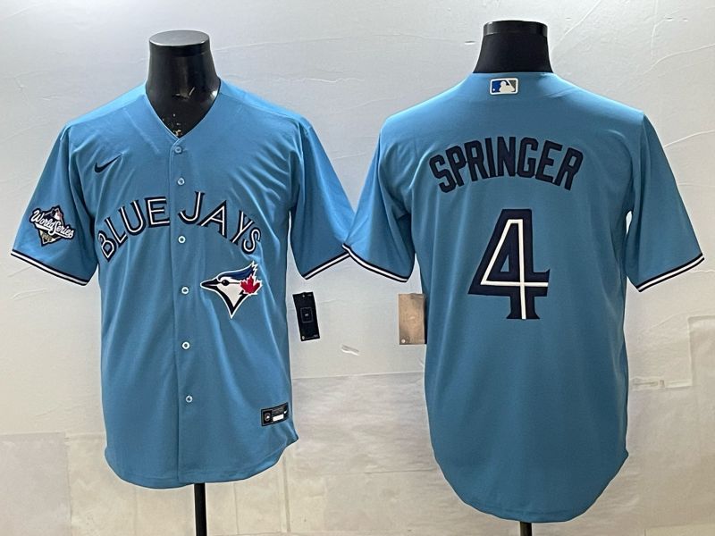 Men 2025 Nike Toronto Blue Jays #4 Springer Light Blue Game MLB Jersey 03->toronto blue jays->MLB Jersey